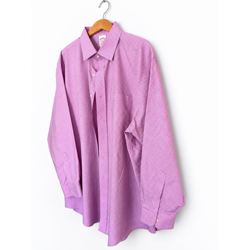 Brooks Brothers Madison Fit Dress Shirt Men 18-35 Pink Blue Check Supima NWOT